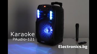 Караоке колона 12 инча с безжичен микрофон и цветомузика, Bluetooth USB SD card player, акумулатор