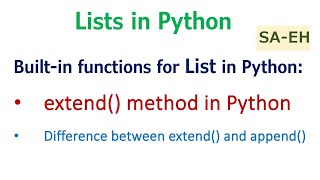 extend() in Python | List extend() in Python | CBSE | extend() in Python with examples