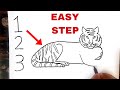 123 turns into Tiger Drawing // Easy Drawing for kids