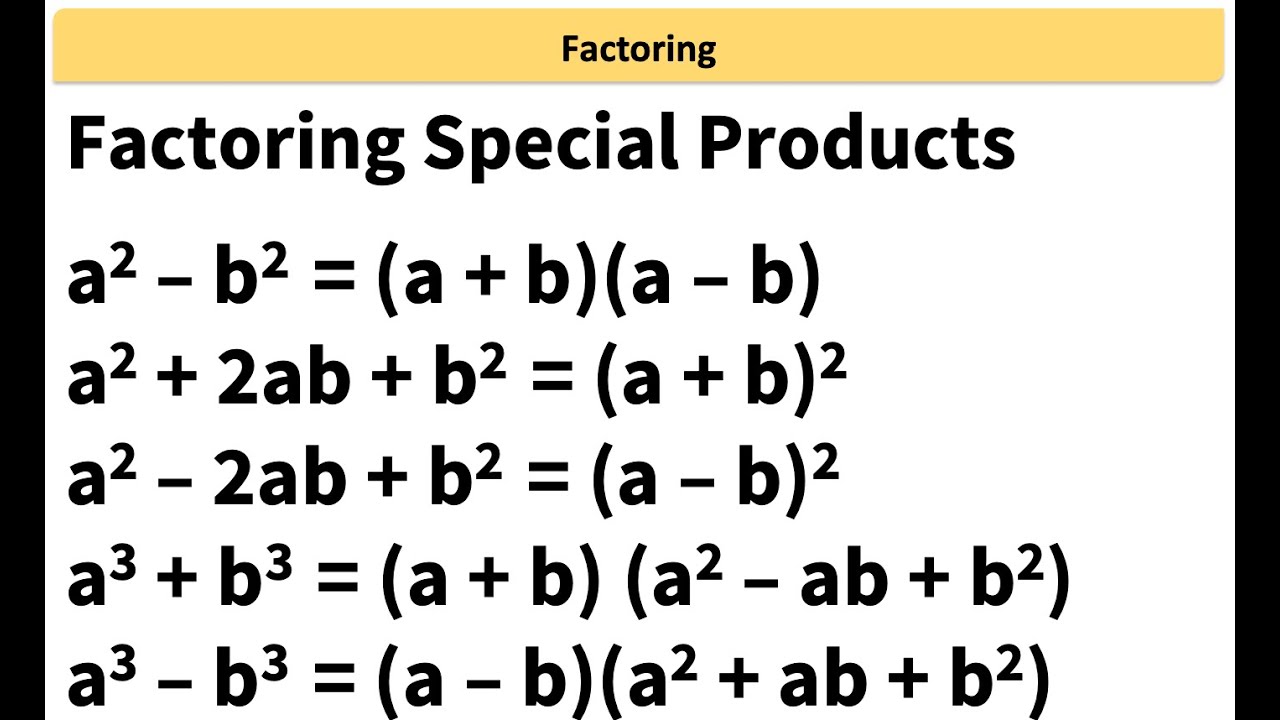 Factoring Special Products| Difference Of Squares| Perfect Square ...