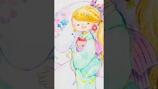 【透明水彩メイキング】ゆく年に想う🎥#イラストメイキング動画 #オイルパステル#イラストの描き方 #水彩イラスト#アナログイラストメイキング #japaneseart #和風#カワイイ描き方