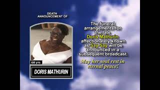 Doris Mathurin ~ Short Obituary