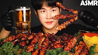 ASMR TERIYAKI CHICKEN \u0026 BEER MUKBANG (CHICKEN SKEWERS KOREAN CHIMAEK) | SAVAGE EATING SOUNDS