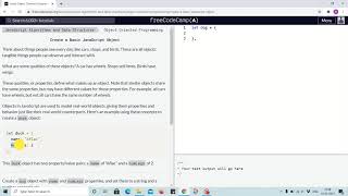 Tutorial 1 - Create a basic JavaScript object - freecodecamp