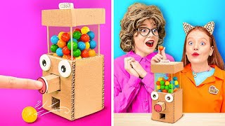UNIQUE CARDBOARD CRAFTS TO MAKE AT HOME | DIY Candy Dispenser! Recycling Tricks by 123GO! SCHOOL