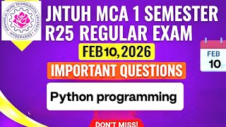 👉 JNTUH MCA R25 1st semester Python Programming Important Questions | Unit Wise | Exams Special👍🏼👍🏼
