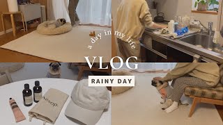 【主婦VLOG】雨の日の家事ルーティン☔️キッチンリセット✨購入品紹介🍀パグの日常