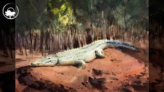 Painting a Crocodile with Watercolor - LiveStream #133