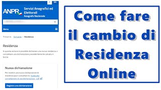 Come fare il cambio di Residenza online - Tutorial 2024