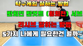 탁구게임잘하는방법,반회전 반컷트 (횡회전)서브 리시브잘하는 방법,탁구레슨 기초기본연습