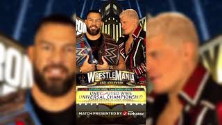WWE Wrestlemania 39 Roman Reigns vs Cody Rhodes Official Moving Match Card