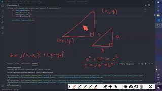 Function for Pythagoras' theorem and distance formula in Python