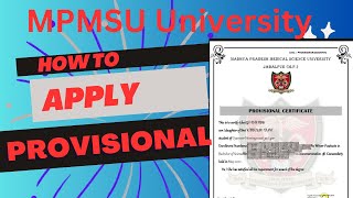 MPMSU UNIVERCITY BIGEST UPDATE_ HOW TO APPLY PROVIONAL CERTIFICATE MPMSU UNIVERCITY MOBILE \u0026 PC