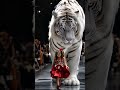 dangerous fashion show huge tiger and baby😱🥰 parisfashionweek cutebaby agt magic