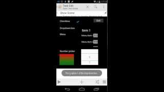Tasker tutorial: Scene elements: Checkbox, Dropdown, Menu, Number Pick, Gradient