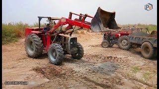 Massey 240 front Blade tractor Loading mud on trally || Punjab village life