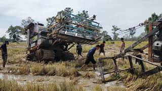 รถวินดึงรถเกี่ยวสิทธิเจริญการช่างติดหล่มคันที่สาม ระทึกสุดมันส์!!