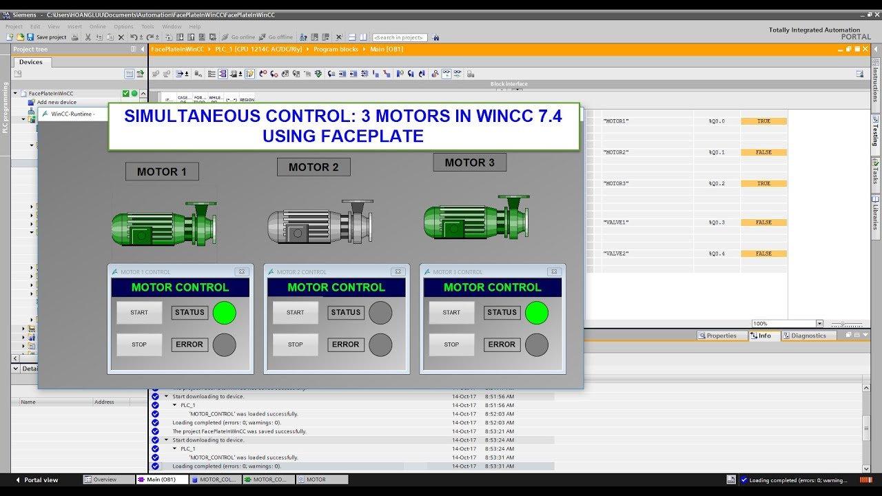 Контроль 3. WINCC 7.4. SCADA 7.0. Motor WINCC. Двигатель квадратный WINCC.