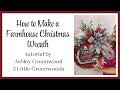 DIY FARMHOUSE CHRISTMAS WREATH | Farmhouse Christmas Wreath Tutorial | Easy Christmas Wreath Idea 🎄✨