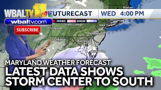 Latest data trends indicate light snow midweek in Maryland