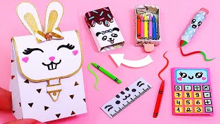 Paper DIY Miniature School Supplies REALLY WORKS!! (Backpack, pencilcase, notebook...) Origami craft