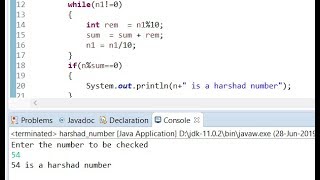 Harshad number | Programming in JAVA | Eclipse | Subscribe for more