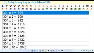 Table Of 304