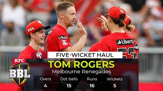Tom Rogers Bowling | Melbourne Renegades vs Melbourne Stars 2023 Highlights | BBL 2023 Highlights.