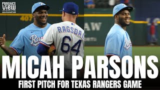 Micah Parsons Throws Out First Pitch at Texas Rangers Game | Dallas Cowboys Rookie of the Year ⚾🏈💪