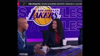 Richard Jefferson & Malika Andrews laughing at Kendrick Perkins & the LA Lakers. Carry the hell on!