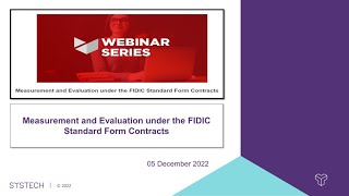 Measurement and Evaluation under the FIDIC Standard Form Contracts | 22-12-06 PW