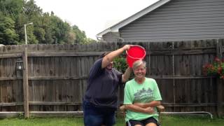 Kathy Tavares taking the ALS Ice Bucket Challenge