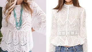 outstanding trendy refashioned eyelet paplum blouse and shirts design and ideas for career girls