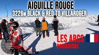 [4K] Skiing Les Arcs, Aiguille Rouge 3226m Black \u0026 Red to Villaroger, Paradiski France, GoPro HERO13