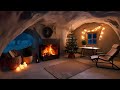 Cozy Cave Retreat in a Snowstorm ❄️ ASMR - Gentle Fireplace Sounds for Ultimate Rest and Relaxation