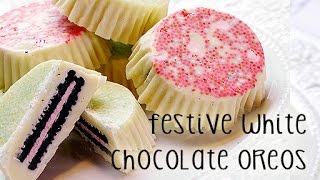 Festive White Chocolate-Covered Oreo Cookies (RECIPE)ホワイトチョコのオレオクッキー