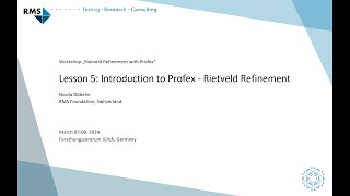 Workshop 2024 Lesson 5: Rietveld refinement with Profex