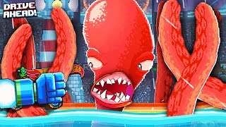 БИТВА С ГИГАНТСКИМ ОСЬМИНОГОМ за машинки Хот Вилс в игре Drive Ahead разбей голову противнику