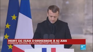 REPLAY - Discours d'Emmanuel Macron en hommage à Jean d'Ormesson