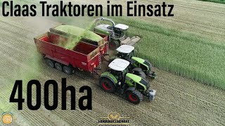 Landwirtschaftlicher Lohnauftrag 400ha Ganzpflanzensilage Agrar Altdöbern Claas Traktoren im Einsatz