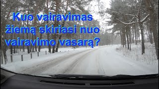 Kuo vairavimas žiemą skiriasi nuo vairavimo vasarą?