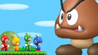Newer Super Mario Bros. Wii – 4 Players Walkthrough Co-Op All Worlds 100%