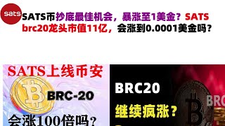 SATS币抄底最佳机会，暴涨至1美金？SATS brc20龙头市值11亿，会涨到0.0001美金吗？SATS币|SATS币行情分析！