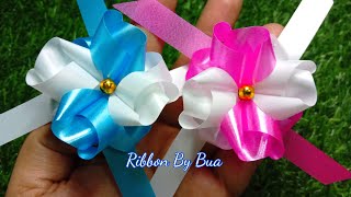 วิธีพับเหรียญโปรยทานแบบสวยๆ ดอกแพรชมพู/flower ribbon/Ep.381/Ribbon By Bua