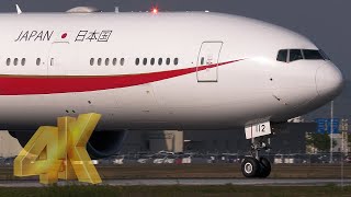 [4K]日本国政府専用機シグナス 着陸タキシング 航空自衛隊千歳基地2022 Boeing 777