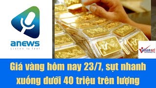 Giá vàng hôm nay 237, sụt nhanh xuống dưới 40 triệu trên lượng