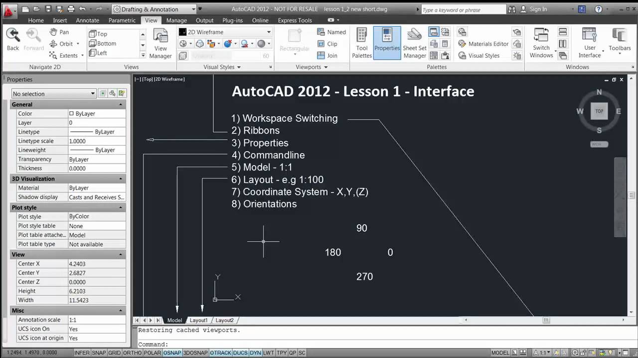 Autocad 2012 Lesson 1 Interface Mp4 Youtube