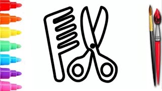 draw comb and scissors for kids | bolalar uchun qaychi va taroq chizish |