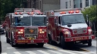 **RARE CATCH** FDNY Squad 18 And 2nd Piece Responding from quarters