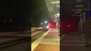 TEXRail 101 arriving at Central Station at 9:45 PM. [Eastbound]